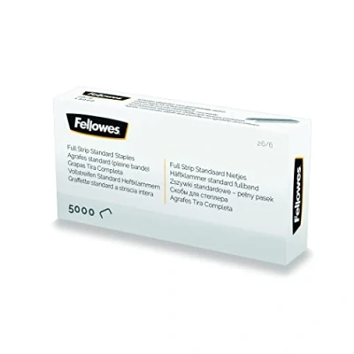 Abbildung von Fellowes Heftklammern 26/6 mm für Full Strip/Vollstreifen Heftgeräte Packung mit 5000 Stück Silber
