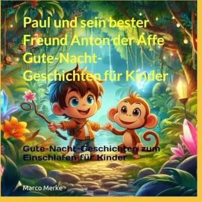 Abbildung von Paul und sein bester Freund Anton der Affe Gute Nacht Geschichten für Kinder: 5 zum Einschlafen Kinder