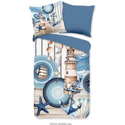 Abbildung von hip Wendebettwäsche &quot;Aldiana&quot;, Mako Satin, Reißverschluss, Wendeoptik, Mandala, Maritim, Blau