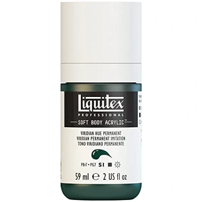 Abbildung von Liquitex 1959398 Professional Acrylfarbe Soft Body Künstlerfarbe in cremiger deckender Konsistenz, hohe Pigmentierung, lichtecht &amp; alterungsbeständig, 59ml Flasche Viridian Perm. Imit.