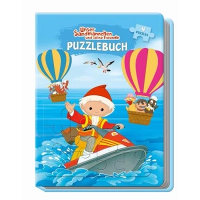 Abbildung von Unser Sandmännchen und seine Freunde Puzzlebuch: mit Glitzercover, 4 Puzzle 24 teilig, Pitti, Pittiplatsch. Schnatterinchen, Schnatti, Moppi, ... Geschichtenbuch, Pappenbuch, Pappenbilderbuch