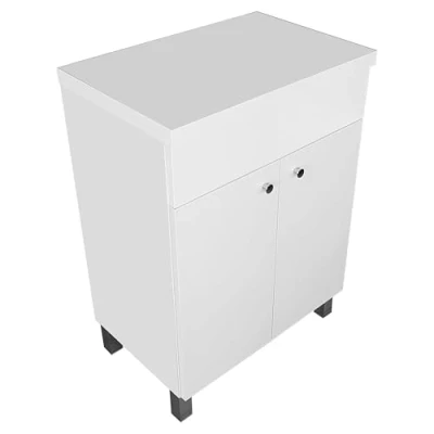 Abbildung von paplinskimoebel Waschbecken mit Unterschrank IGA für Badezimmer Waschbeckenunterschrank Stehend Waschtisch Badschrank 60 cm Breit Weiß Badezimmerschrank 2 Türen