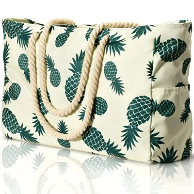 Abbildung von oscaurt Strandtasche Groß Wasserdicht Tote Bag Badetasche mit Reißverschluss XXL Familie