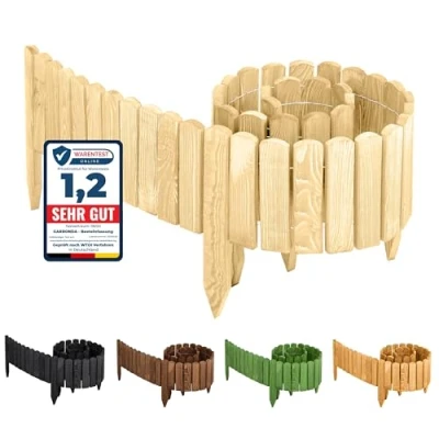 Abbildung von Garronda Rasenkante Beeteinfassung Holz Rollzaun Flexibler Rollborder Länge: 2m GD 0046