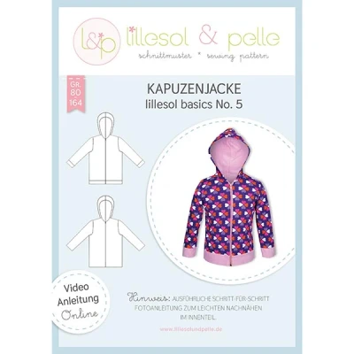 Abbildung von lillesol &amp; pelle Schnittmuster Basics No.5 Kapuzenjacke in Größe 80 164 zum Nähen mit Foto Anleitung und Video