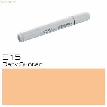 Abbildung von COPIC Classic Marker Typ E 15, Dark Suntan, professioneller Layoutmarker, mit einer breiten und feinen Spitze