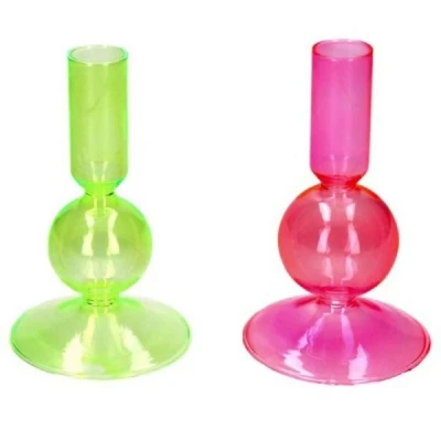 Abbildung von Giftcompany Kerzenhalter Kerzenständer Voile Neon Pink Grün (2er Set)