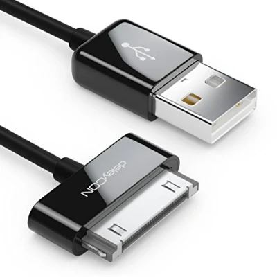 Abbildung von deleyCON 0,5m 30 Pin USB Kabel Dock Connector Sync Ladekabel Datenkabel Kompatibel mit iPhone 4s 4 3Gs 3G iPad iPod Schwarz