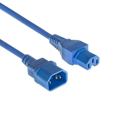 Abbildung von ACT Warmgerätekabel 1.2m, C14 Stecker auf C15 Buchse, Stromkabel Verlängerung, Warmgerätestecker Blau AK5305