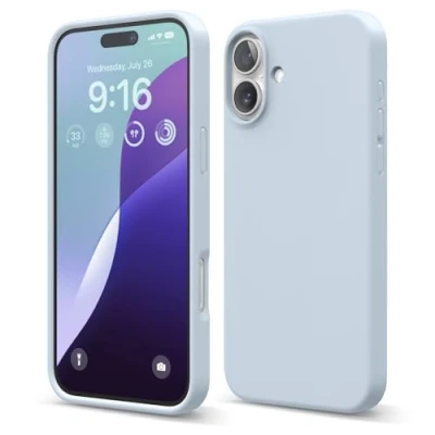 Abbildung von elago Premium Liquid Silikon Hülle Kompatibel mit iPhone 16 Plus Hülle, Ganzkörper Handyhülle, Stoßfest, Schlanke Kratzfester weicher Mikrofaser Innenfutter, 6.7 Zoll (Hellblau)
