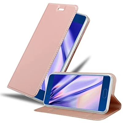 Abbildung von Cadorabo Hülle kompatibel mit Honor 9 aus Premium Kunst Leder Flip Klappbare Stoßfeste Magnetische [Standfunktion] [Kartenfächern] Cover für Tasche in Rosa