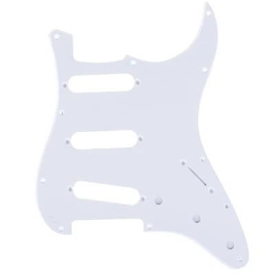 Abbildung von Musiclily Pro 11 Löcher SSS Vintage 62 Strat Pickguard Gitarren Schlagbrett für American Stratocaster E Gitarre,1 lagig Weiß