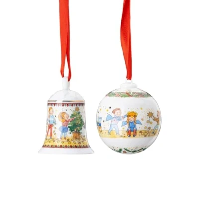 Abbildung von Hutschenreuther Christbaumschmuck Porzellanglocke + Porzellankugel 2024 in OVP, Sammelobjekte mit OVP (Originalverpackungen)