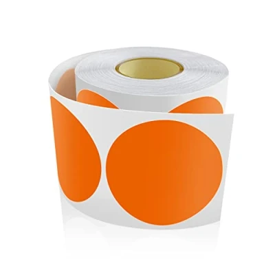 Abbildung von 500 Stk Runde Aufkleber Stickers 50mm Farbkodierung Kreis Etiketten Rolle Markierungspunkte Fluoreszierende Orange