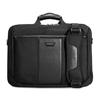 Abbildung von Everki Versa Premium Laptoptasche für Notebooks bis 17,3 Zoll (43,9 cm) mit patentiertem EckenSchutzSystem, durchdachtem Fächer Konzept und weiteren hochwertigen Funktionen, Schwarz