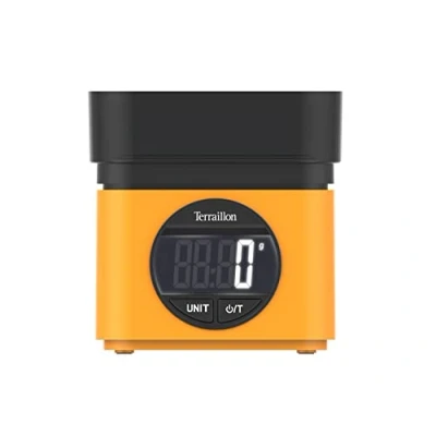 Abbildung von TERRAILLON BA22 Mythische Gelb Elektronische Küchenwaage ikonisches Design integrierte Schüssel 0,7 l großes LCD Display XXL Anzeige der Zahlen Tara Funktion