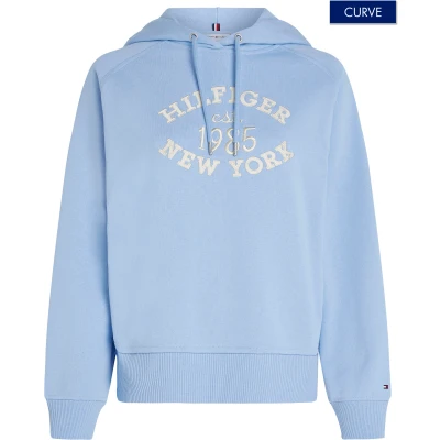 Abbildung von Tommy Hilfiger Curve Varsity Hoodie Sweatshirt, Damen, Größe: 54, Vessel blue