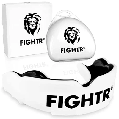 Abbildung von FIGHTR® Premium Mundschutz ideale Atmung &amp; leicht Anpassbar Sport Zahnschutz für Boxen, MMA, Muay Thai, Hockey Kampfsport inkl. Hygiene Box