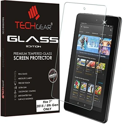 Abbildung von TECHGEAR Schutzfolie für Amazon Fire 7&quot; Tablet (2015/5. Gen) Anti Kratzer Schutzabdeckung kompatibel mit 7 2015 (nicht die 7. Gen / 2017 Release Tablet!)