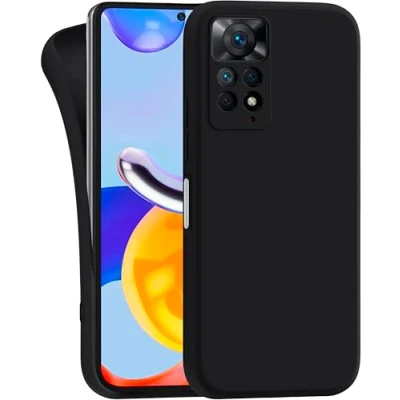 Abbildung von MyGadget Hülle für Xiaomi Redmi Note 11 Pro 5G robuste Silikon Schutzhülle TPU Case Slim Silikonhülle Back Cover Kratzfest Handyhülle Matt Schwarz