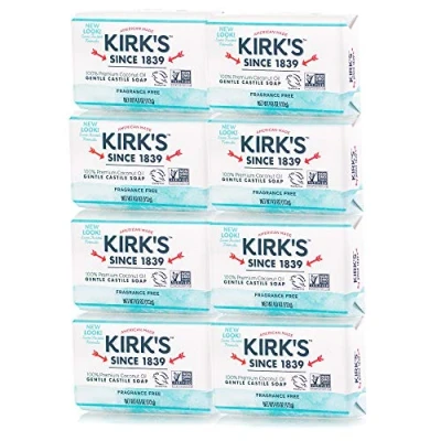 Abbildung von Kirk&#039;s Castile: Coco Castile Bar Soap, Fragrance Free 4 oz (8 pack) by