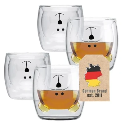 Abbildung von Intirilife Thermoglas, Glas, 4x Borosilikatglas Thermoglas Bär Design Tee Kaffeeglas
