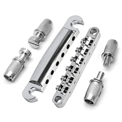 Abbildung von Tune o Matic E Gitarre Saitenhalter &amp; Steg Set mit Bolzen Montagezubehör passend für Epiphone Les Paul Ersatzteile Silber