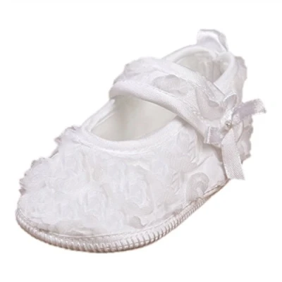 Abbildung von Festliche Taufschuhe Babyschuhe Ballerinas Muster Rosen weiß Modell 4532/171 (20(12 15 M.))