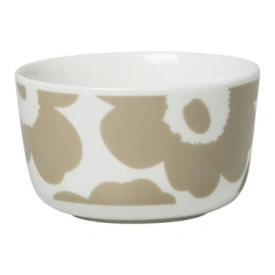 Abbildung von Marimekko Schale, Schälchen, Dessertschale, Müslischale Oiva Unikko Beige Weiß Steingut 6 x 9,5 cm (S)