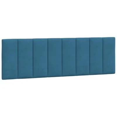Abbildung von vidaXL Kopfteil Kissen, Kopfteilkissen mit Linien Design, Bett Kopfkissen Klettverschlüssen auf Rückseite, Kopfteilpolster Kopfpolster, Blau 160cm Samt