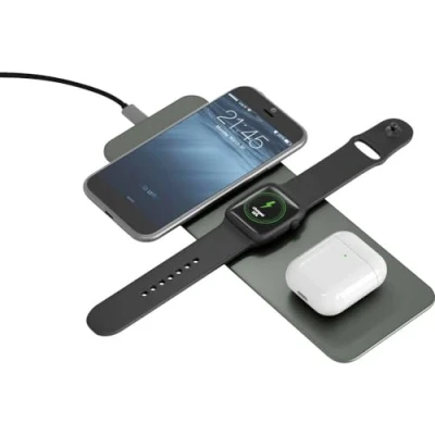 Abbildung von TerraTec ChargeAir All Wireless Charger Ladepad, Kabellose 10W QI Ladestation, Kompatibel mit 12/11/11 Pro/11 Pro Max/XS MAX/XR/XS/X/8/8+, Galaxy Note 10/S10e/S10/S9, Apple Watch, AirPods green