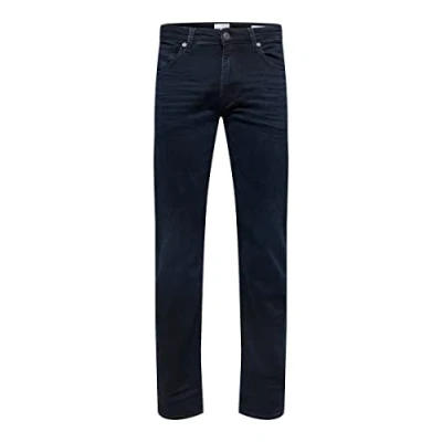 Abbildung von Selected Homme Dunkle Jeans Straight Leg, Herren, Größe: 34x32, Blue black denim