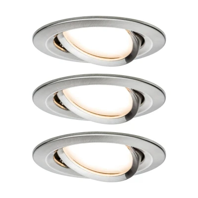 Abbildung von Paulmann 93902 Nova Plus LED Einbauleuchte inkl. Coin Einzelleuchte schwenkbar rund 84mm 50 6W 230V dimmbar 2700K Alu gedreht Spot Einbaustrahler Einbauleuchte, Eisen Gebürstet