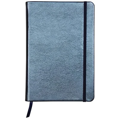 Abbildung von Clairefontaine 400103C Notizbuch (mit Perlmutt Effekt mit festem Deckel aus Leder, DIN A5, 14,8 x 21cm, 72 Blatt, blanko, Gummizugverschluß, Lesezeichen) 1 Stück blau