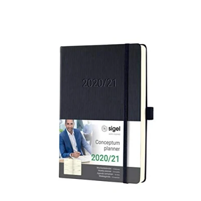 Abbildung von SIGEL C2101 Terminplaner Wochenkalender 2020/2021, 18 Monate, ca. A5, schwarzes Hardcover, mit vielen Extras, Conceptum weitere Modelle