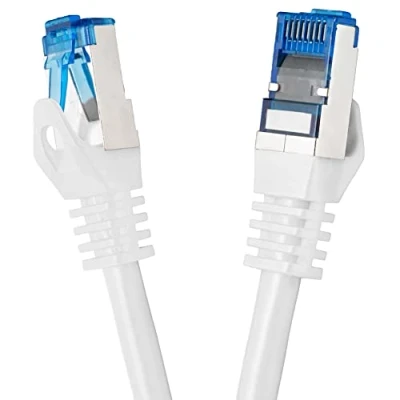 Abbildung von BIGtec 1m CAT.7 Patchkabel Netzwerkkabel Gigabit Patch DSL LAN Ethernet Kabel weiß Kupferkabel doppelt geschirmt (RJ45 Stecker Cat 7 S/FTP PIMF)