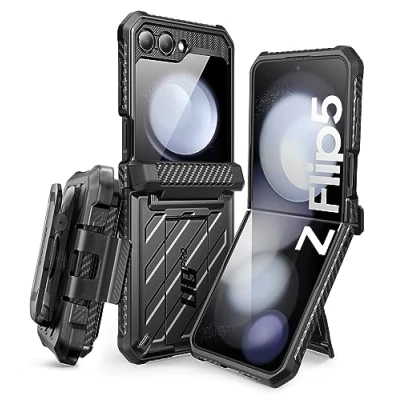 Abbildung von SUPCASE Unicorn Beetle Pro Series Hülle für Samsung Galaxy Z Flip 5 5G (2023), Ganzkörper Dual Layer Rugged Schutzhülle mit Holster (Schwarz)