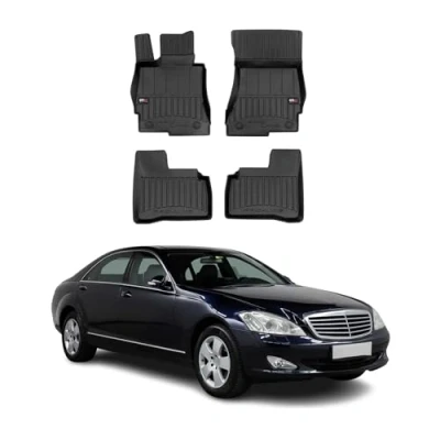 Abbildung von Fußmatten Gummimatten kompatibel mit Mercedes S Klasse W221 2005 2013 OMAC Premium 3D Schwarz TPE Gummi
