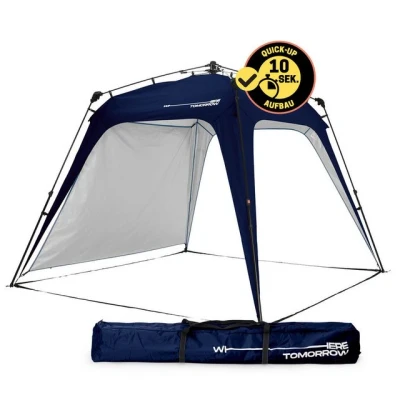 Abbildung von Lumaland Outdoor Pavillon 2,5 x 2,5m Wasserdicht &amp; UV Schutz Gartenzelt inkl. 1x Seitenteil Tasche Heringe Robuster Camping Partyzelt Pop Up Zelt Aufbau in 2 Minuten [Navy]