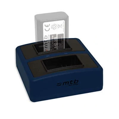 Abbildung von Dual Ladegerät Compact (USB) für Sony NP FW50 / RX10 II, III, IV/Alpha 5100, 6000, 6300, 6500 DSLR , NEX SLT ILCE... s. Liste inkl. Micro USB Kabel (2 Akkus gleichzeitig ladbar)