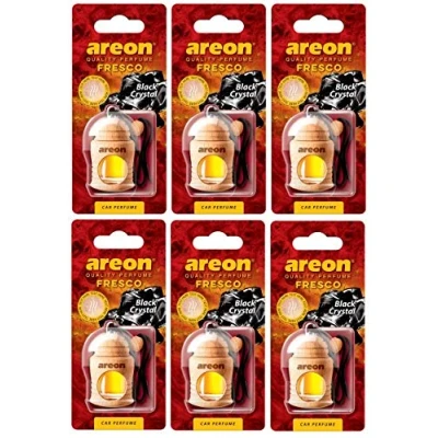 Abbildung von AREON Fresco Auto Duft Schwarzer Kristall Hängend Glas Duftflakon Flakon Holz Anhänger Spiegel 4ml (Pack x 10)