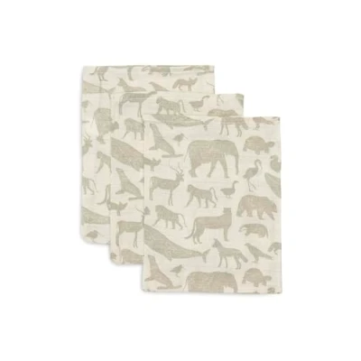 Abbildung von Jollein 536 848 67043 Waschlappen/Waschhandschuhe 3er Set Animals Olive (15x20 cm)