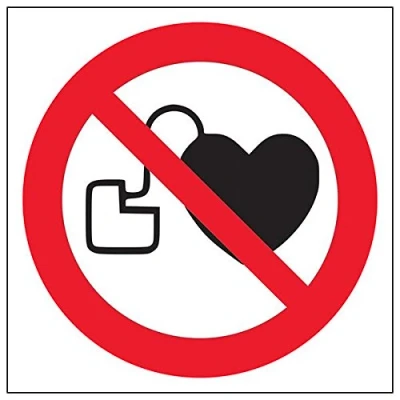Abbildung von vsafety 51005 at s &quot;Keine Herzschrittmachern Logo&quot; Zeichen, quadratisch, 200 mm x (3 Stück)