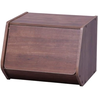 Abbildung von Iris Ohyama, Regal, AufbewahrungsBoxen aus Holz, Beistellmöbel, 1 Klapptür, Vielseitig, Stapelbar, Büro, Schlafzimmer, Wohnzimmer Stack Box STB 400D Braun