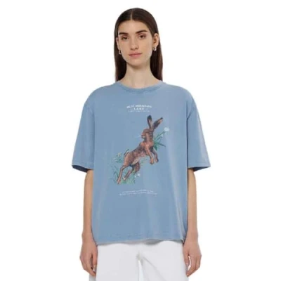 Abbildung von Scotch &amp; Soda Damen T Shirt Washed Artwork Loose Shirt, Lake Blue,M