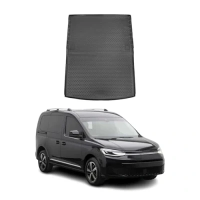 Abbildung von OMAC Kofferraummatte Kofferraumwanne kompatibel mit VW Caddy 2020 2024 Gummi TPE Schwarz