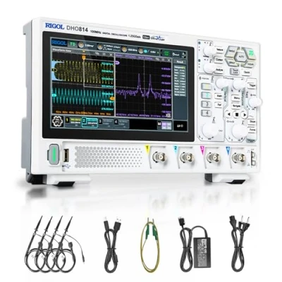 Abbildung von RIGOL Oszilloskop,DHO814 Tragbares Digitales Oscilloscope,100MHz Bandbreite,4 analoge Kanäle,12bit vertikale Auflösung,niedriges Grundrauschen,Unterstützung für mobile Netzteile