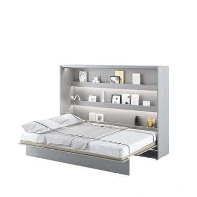 Abbildung von MEBLINI Schrankbett Bed Concept Wandbett mit Lattenrost Klappbett Schrank Wandklappbett Murphy Bettschrank BC 04 140x200cm Horizontal Grau Matt