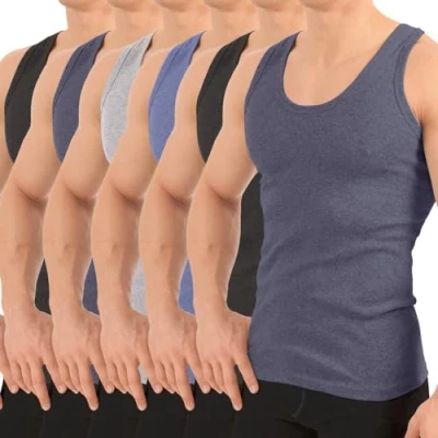 Abbildung von MT 6er Pack Herren Unterhemd FEINRIPP Classic Tank Top Melange Größe 4XL