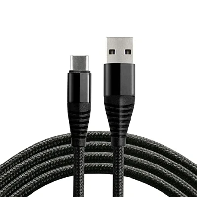 Abbildung von everActive USB C/Typ C Kabel, Nylonkabel, schnelles Laden mit bis zu 5 A, 100 cm lang, schwarz, Modell: CBB 1CHB